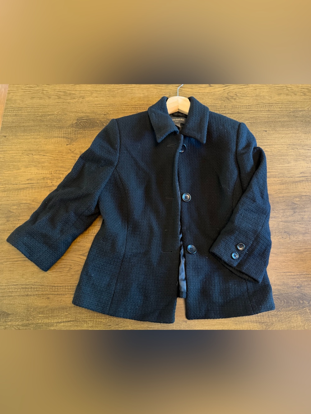 Banana Republic Black Pea Coat 100% Wool